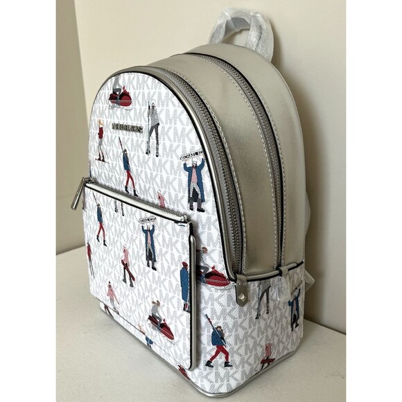 New Michael Kors Jet Set Girls Adina Medium Backpack Bright White Multi - Picture 3 of 6